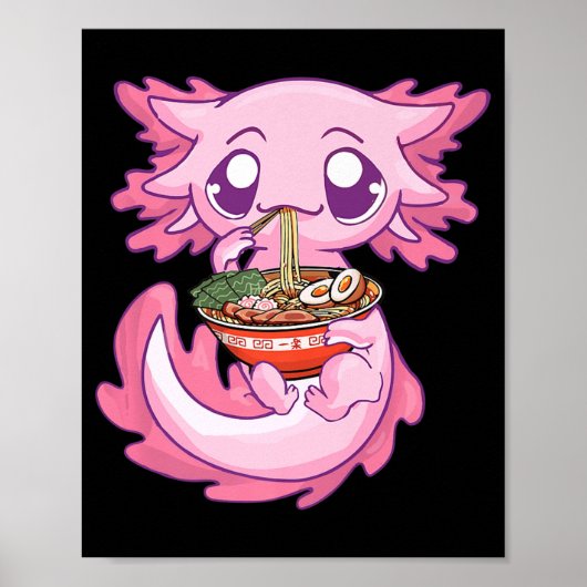 アクソロトルラーメンかわいい日本のアニメ麺ギフトギ ポスター (正面)
