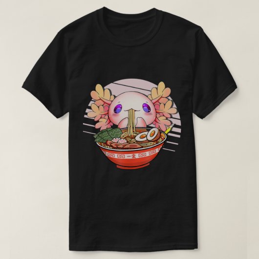 アクソロトルラーメン日本のかわいいアニメオタク Tシャツ (デザイン正面)