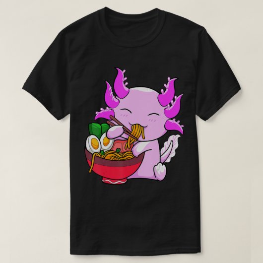 アクソロトルラーメン日本のオタクかわいいアニメ Tシャツ (デザイン正面)