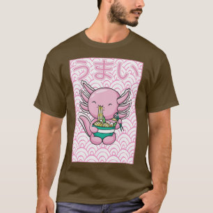 アクソロトルラーメン麺日本のかわいいオタク Tシャツ