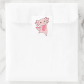 アクソロトル好きかわいい動物のピンク子供へ色 スクエアシール (バッグ)