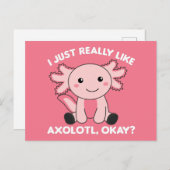 アクソロトル愛好家かわいい動物のピンク子供へのはがき ポストカード (正面/裏面)