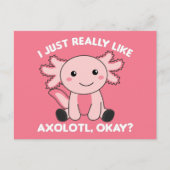 アクソロトル愛好家かわいい動物のピンク子供へのはがき ポストカード (正面)