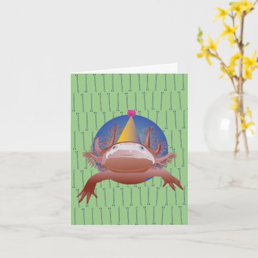 アクソロトル誕生日カード カード (黄色い花)