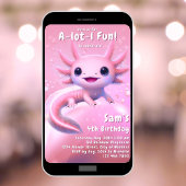 アクソロトル誕生日招待状ガールピンクアクソロトルパーツ 招待状