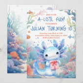 アクソロトル 誕生日招待状 招待状 (正面/裏面)