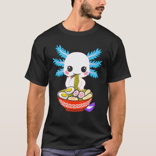 アクソロ食べトルのラーメン麺キッズガールズティーン Tシャツ (正面)