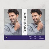 アクターとモデルのヘッドショットコンポーネントテンプレート両面 ポストカード (裏面)