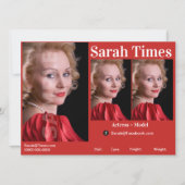 アクターとモデルのヘッドショットコンポーネントテンプレート 招待状 (正面)