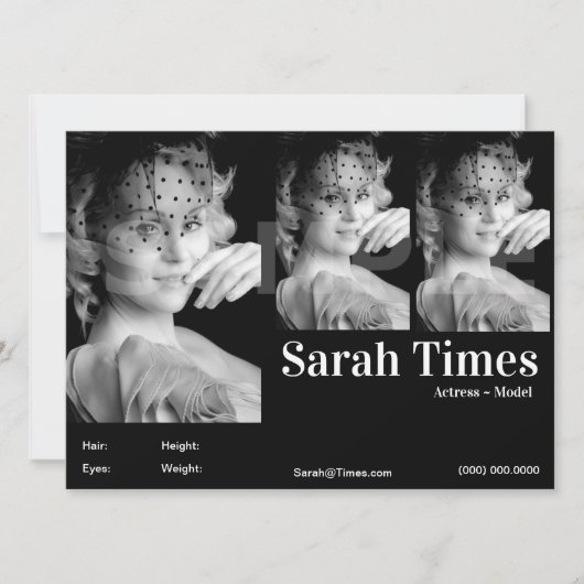 アクターとモデルのヘッドショットコンポーネントテンプレート 招待状 (正面)