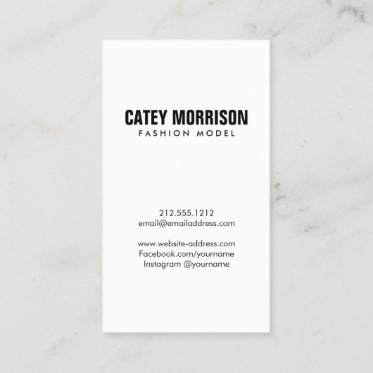 アクターとモデルクラシックホワイトフレームのヘッドショット 名刺 (裏面)