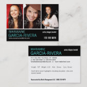 アクターのトリプルヘッドショットステータス 名刺 (正面/裏面)