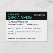 アクターのトリプルヘッドショットステータス 名刺 (裏面)