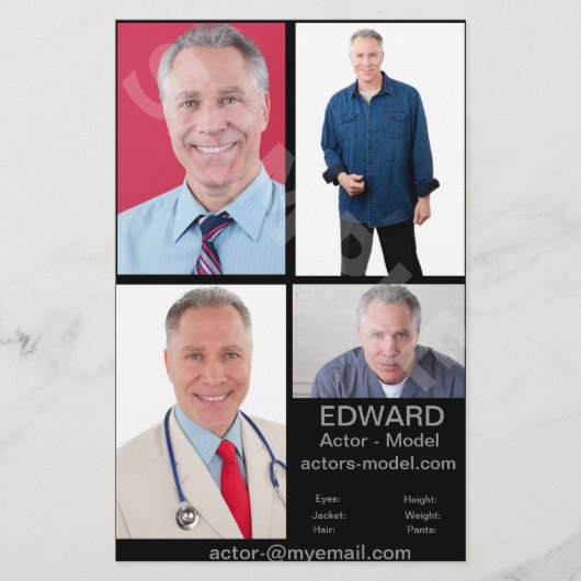 アクターのヘッドショットカード チラシ (正面)