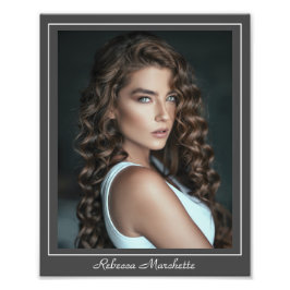 アクターのヘッドショットテンプレート縁ど8x10演技プリント フォトプリント           