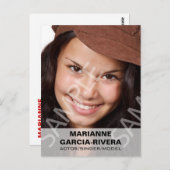 アクターのヘッドショットホワイトトランスペアレントパネル ポストカード (正面/裏面)