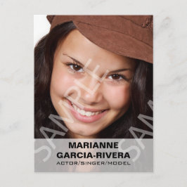 アクターのヘッドショットホワイトトランスペアレントパネル ポストカード