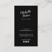 アクターのモデルのヘッドショットの白黒モダン写真 名刺 (裏面)