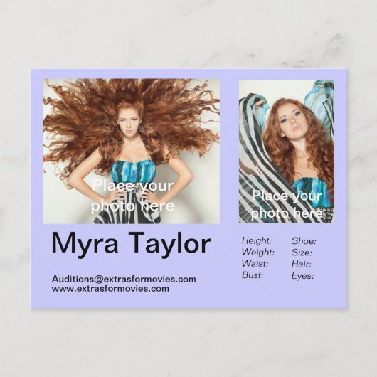 アクター/モデルのヘッドショットポストカード ポストカード (正面)