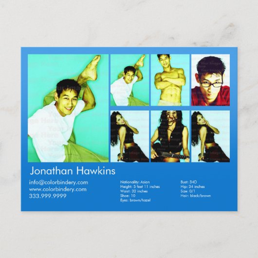 アクター&モデルブルーヘッドショットコンプ ポストカード (正面)