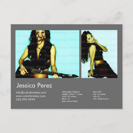 アクター&モデル2ショットダークグレーヘッドショットカンプ ポストカード (正面)