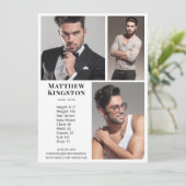 アクター・モデル3フォトプロコンポジットカードテンプレートホワイト 招待状 (スタンド正面)