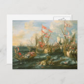 アクティウム、ギリシャ、ローマの軍艦の戦い ポストカード (正面/裏面)