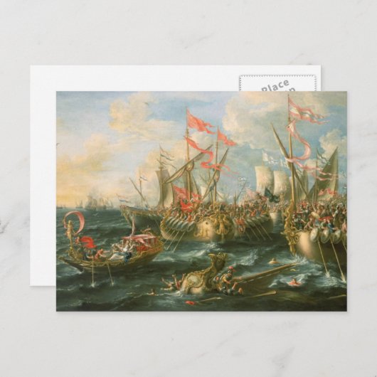 アクティウム、ギリシャ、ローマの軍艦の戦い ポストカード (正面/裏面)
