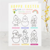 アクティビティでハッピーイースターのカラーリングを折ったかわいい子供 カード (黄色い花)