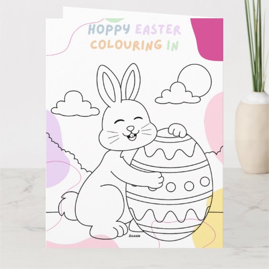 アクティビティでハッピーイースターのカラーリングを折ったかわいい子供 カード (裏面)