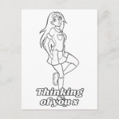 アクティビティーアニメの女学生に色を付10代のける ポストカード (正面)