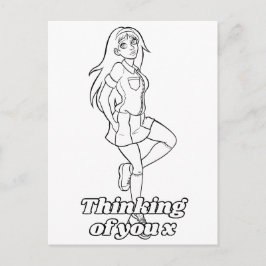 アクティビティーアニメの女学生に色を付10代のける ポストカード