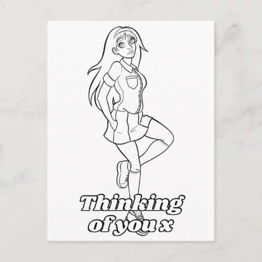 アクティビティーアニメの女学生に色を付10代のける ポストカード (正面)