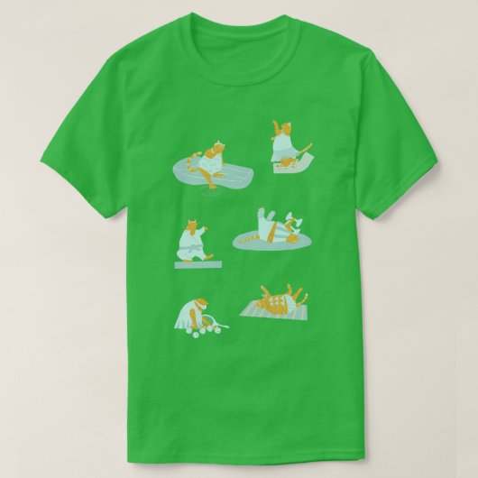 アクティブなオレンジ色の猫1 Tシャツ (デザイン正面)
