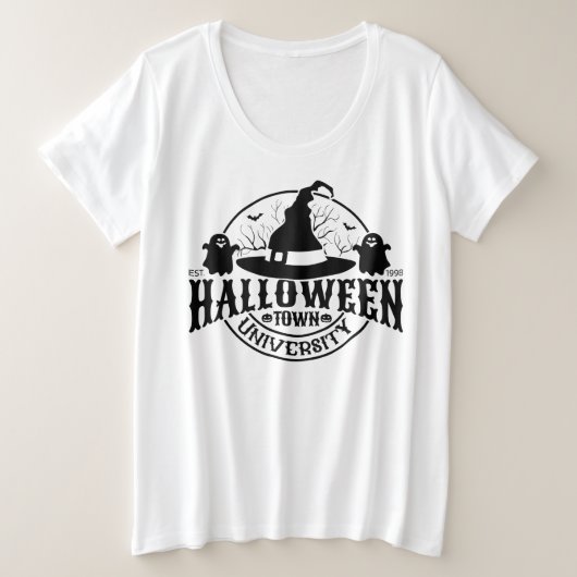アクティブなハロウィーン市立大学ウィメンズ プラスサイズTシャツ (デザイン正面)