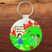 アクティブなMomsロゴボタン キーホルダー (正面)