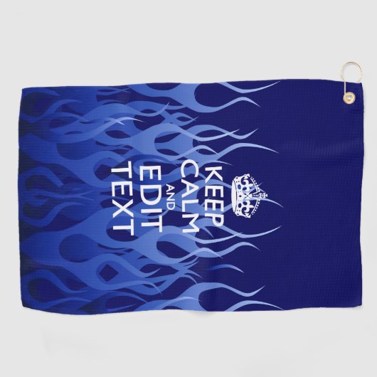 アクティ保ブなブルーの炎に落ち着いてテキスト ゴルフタオル (横)