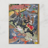 アクバルは凶暴な象ハワイを責める ポストカード (正面)