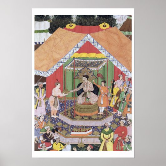 アクバル天皇(r.1556-1605)は彼の手で楽しむ ポスター (正面)