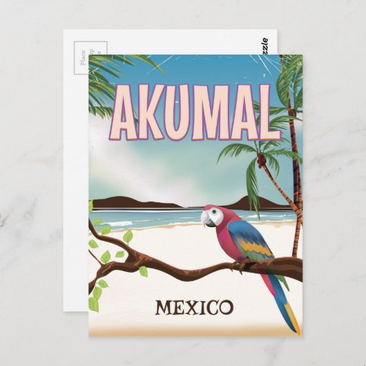 アクマルメキシコビーチ旅行先 ポストカード (正面/裏面)