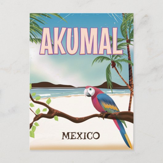 アクマル メキシコ ビーチ 旅行 ポスター ポストカード (正面)
