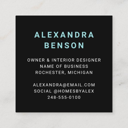 アクモダンアブルーカスタムビジネスロゴ スクエア名刺 (裏面)