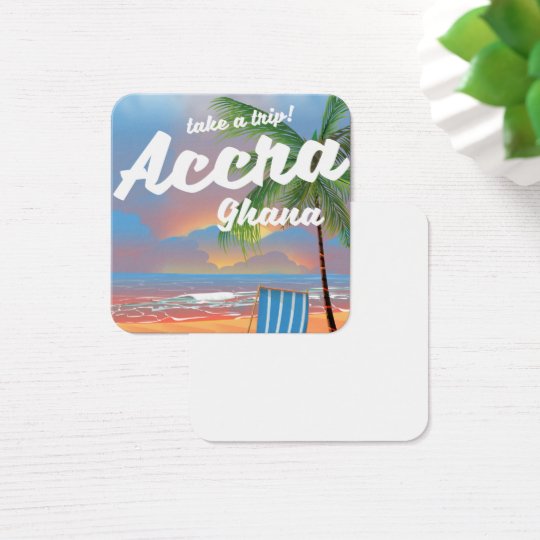 アクラガーナのビーチ旅行ポスター スクエア名刺