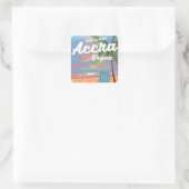 アクラガーナビーチ旅行ポスター スクエアシール (バッグ)