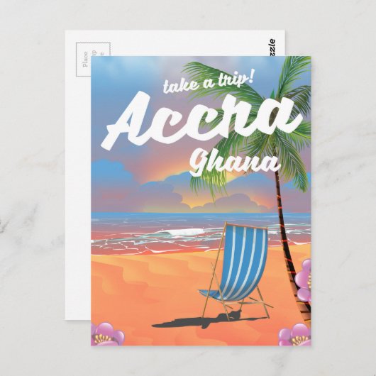 アクラガーナビーチ旅行ポスター ポストカード (正面/裏面)