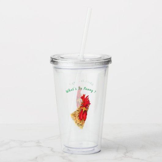 アクリおもしろいルタンブラーよくはしゃぐビックルースター アクリルタンブラー (裏面)