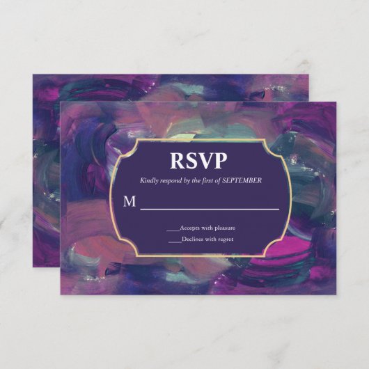 アクリはっきりしたル絵画のRSVPカード 招待状 (正面/裏面)