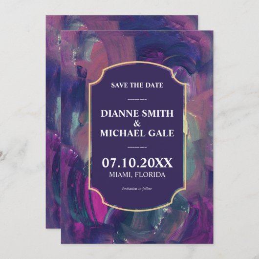 アクリはっきりしたル絵画ズ日付の保存招待状 招待状 (正面/裏面)