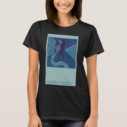 アクリエリアス星座、アンティーク風の星座占い Tシャツ (正面)