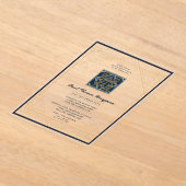 アクリエレガントルバー(ユダヤ教の)バル・ミツバーネイビーモダン金ゴールド アクリル招待状 (レイダウン)